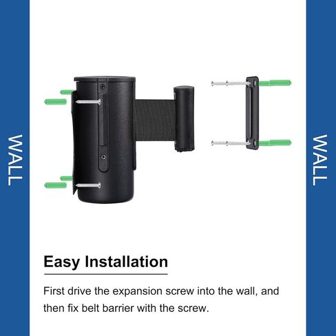 PATIKIL Fixed Wall Mount Retractable Belt Barrier, 10 Feet Red Color Belt with Steel Case for Crowd Control Grocery Retail Store Stadium in Saudi Arabia