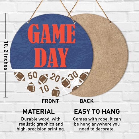 Football Signs Wall Decor, Football Hanging Sign Decor Farmhouse Sport Wall Decorations Wood Sign for Home, Boys Room, Door, Gift for Men Boy Football Player Lover Fans, American Football Room Decor in Saudi Arabia
