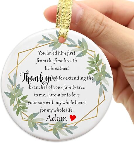 Two-Side Printed Ceramic Wedding Ornament from Groom, Gift for Mother of The Bride, Mother in Law Gift from Groom - I Promise to Love Your Daughter with My Whole Heart for My Whole Life in Saudi Arabia