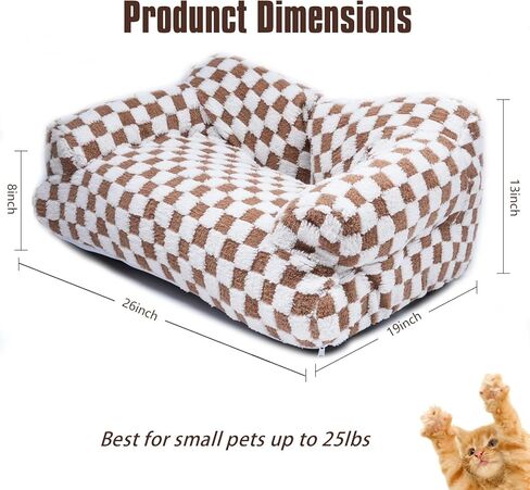 سرير أريكة للحيوانات الأليفة، سرير للقطط قابل للغسل للكلاب والقطط الصغيرة والمتوسطة يصل وزنها إلى 25 رطلاً، سرير أريكة ناعم مهدئ للقطط للقطط الداخلية، قاعدة مضادة للانزلاق، أريكة قطط منفوشة (أبيض) in Kuwait