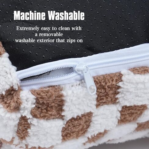 سرير أريكة للحيوانات الأليفة، سرير للقطط قابل للغسل للكلاب والقطط الصغيرة والمتوسطة يصل وزنها إلى 25 رطلاً، سرير أريكة ناعم مهدئ للقطط للقطط الداخلية، قاعدة مضادة للانزلاق، أريكة قطط منفوشة (أبيض) in Kuwait