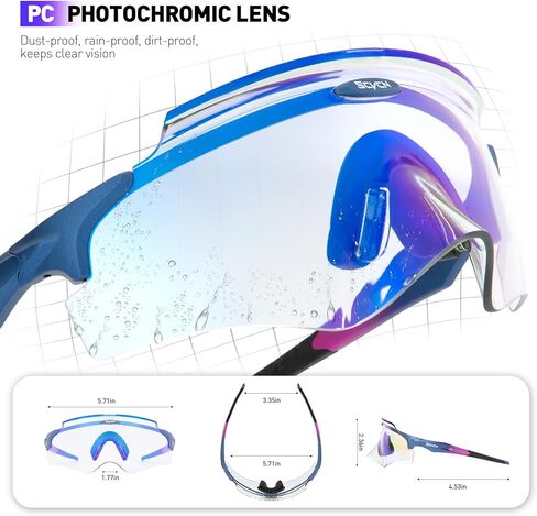 نظارات شمسية لركوب الدراجات فوتوكروميك للرجال والنساء، نظارات شمسية رياضية عالية الدقة لركوب الدراجات الجبلية in Kuwait