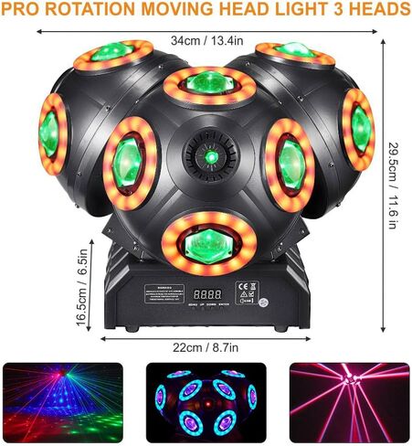 ضوء الرأس المتحرك، ضوء مسرح Gruolin DJ 8 * 15 وات LED RGBW شعاع دوران لا نهائي مع تأثير هالة ملون، DMX والتحكم في الصوت لإضاءة مسرح الديسكو والنادي والبار DJ in Saudi Arabia