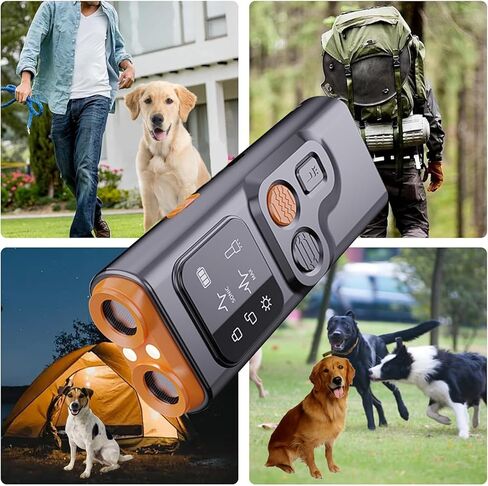 2024release Dog Bark Deterrent Devices, 5 in 1 Rechargable Ultrasonic Training Tool for Dogs 50FT with High Low Mode,Portable Training Devices Safe for Indoor Outdoor (Black) in Saudi Arabia