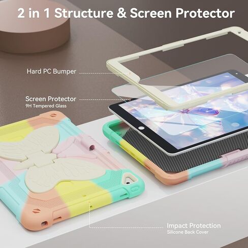 حافظة لجهاز iPad 9th/8th/7th من الجيل 10.2 بوصة مع واقي شاشة من الزجاج المقسى، وحزام كتف وحامل قلم رصاص، مقاومة للصدمات لجهاز iPad 10.2 2021/2020/2019 للأطفال in Saudi Arabia