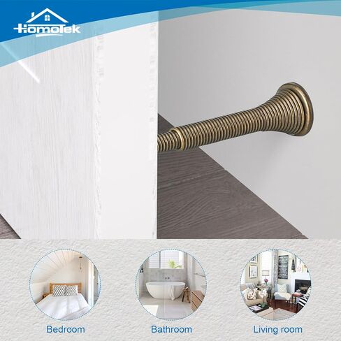 HOMOTEK 10 Pack Telescoping Spring Door Stoppers, Extended from 3-1/8 to 4-1/4 inches Wall Mount Extra Long Door Stops- Flexible Spring Doorstops Wall Protector (Bright Brass) in Kuwait