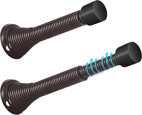 HOMOTEK 10 Pack Telescoping Spring Door Stoppers, Extended from 3-1/8 to 4-1/4 inches Wall Mount Extra Long Door Stops- Flexible Spring Doorstops Wall Protector (Bright Brass) in Kuwait