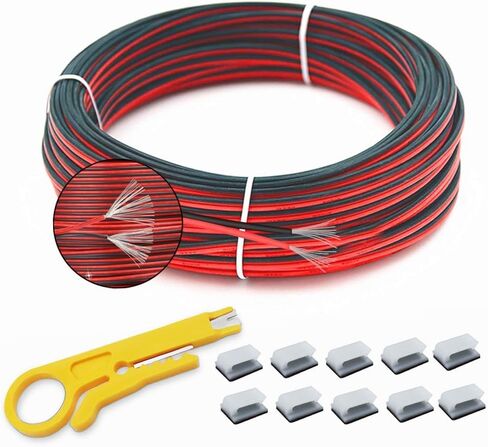 22 AWG Electrical Wire 66FT Hookup Cable White Jacketed 2 Conductor Wire 3.5mm Dia Tinned Copper with Flexible PVC Insulated Wire Extension Cord for Home, LED Strip, Lamp with 1 Free Wire Stripper in Kuwait