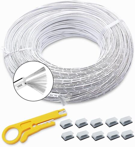 22 AWG Electrical Wire 66FT Hookup Cable White Jacketed 2 Conductor Wire 3.5mm Dia Tinned Copper with Flexible PVC Insulated Wire Extension Cord for Home, LED Strip, Lamp with 1 Free Wire Stripper in Kuwait