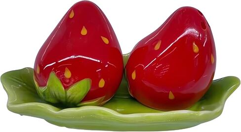 Ceramic Fruit Salt and Pepper Shakers, Set of 2 | Spice Dispenser Storage Canisters-Apple in Saudi Arabia