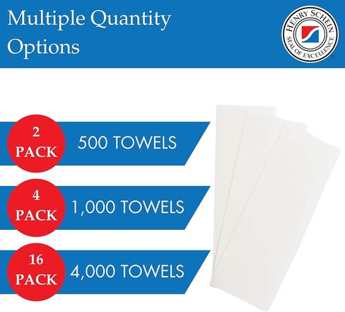 مناشف ورقية متعددة الطي (570-0703) مع جيوب سريعة الامتصاص، 16 عبوة/علبة، 250 منشفة متعددة الطي/عبوة، بيضاء - عبوتين (500 قطعة) in Kuwait