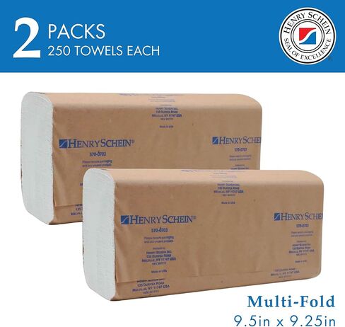 مناشف ورقية متعددة الطي (570-0703) مع جيوب سريعة الامتصاص، 16 عبوة/علبة، 250 منشفة متعددة الطي/عبوة، بيضاء - عبوتين (500 قطعة) in Kuwait