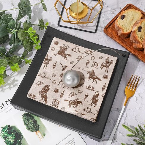 Western Cowboy Paper Napkin Wild West Rodeo Disposable Luncheon Napkins Tropical Dessert Dinner Hand Napkin for Birthday Baby Shower, 50Pcs in Saudi Arabia