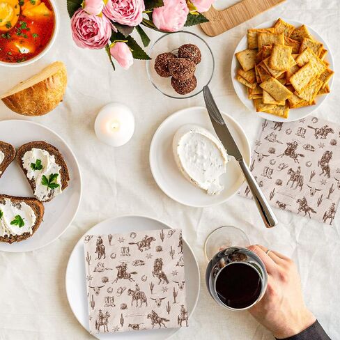 Western Cowboy Paper Napkin Wild West Rodeo Disposable Luncheon Napkins Tropical Dessert Dinner Hand Napkin for Birthday Baby Shower, 50Pcs in Saudi Arabia
