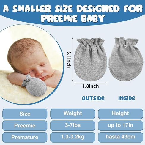 Vabean 12 Pairs Preemie Baby Mittens No Scratch Cotton Premature Baby Gloves for Nicu Preemie Girls Boys Baby Shower Gifts in Saudi Arabia