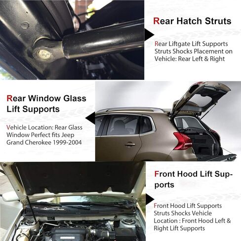 Rear Hatch Liftgate Tailgate Trunk Lift Supports Struts Shocks 6104 fit for Jeep Grand Cherokee 2005-2007,Pack of 2 in Saudi Arabia