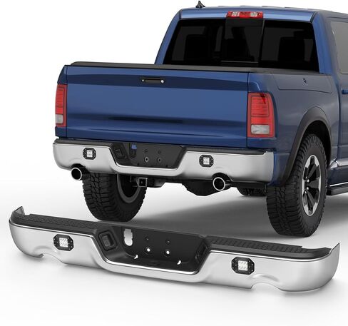 Steel Rear Bumper Pad Compatible for 2010-2018 Dodge Ram 1500 2500 3500/2019-2023 Ram 1500 Classic no Dual Exhaust + W/Sensor Holes Back Bumpers Assembly CH1103122 -Chrome in Kuwait