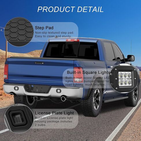 Steel Rear Bumper Pad Compatible for 2010-2018 Dodge Ram 1500 2500 3500/2019-2023 Ram 1500 Classic no Dual Exhaust + W/Sensor Holes Back Bumpers Assembly CH1103122 -Chrome in Kuwait