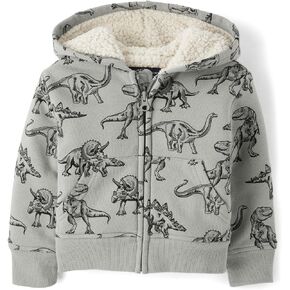 The Children's Place Baby Boys' and Toddler Long Sleeve, Sherpa Lined, Zip-Front Hoodie Sweatshirt