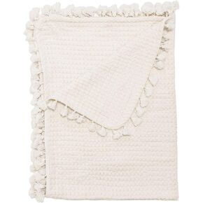 Crane Baby Oatmeal Boho Knit Blanket, Soft Cotton Nursery and Stroller Blanket, 100% Cotton, 30" x 40"