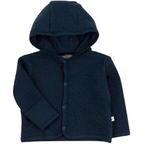 HonestBaby Front Hooded Jackets, Side-snap Top, Hoodies in Cozy 100% Organic Cotton Infant Baby Boys, Girls, Unisex, Dark Navy (Matelasse)