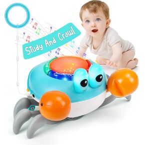 Crawling Crab Baby Toy Tummy Time Crab Two Modes Learning and Crawling Crab Toys for Babies Crawly Crab Baby Toy Learning Letters Numbers Shapes Colors for 3-36 Months