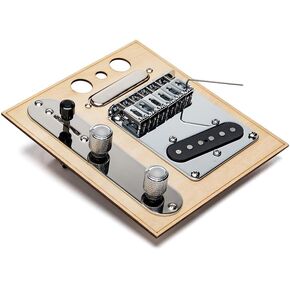 Pickups Set for 6 String Guitars, Single Coil Pick Ups with Alnico 5 Magnets, Bridge & Neck Pups as Tele Build or Replacements, Rich Tone Super Responsive, Chrome