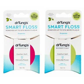 DrTung's Smart Floss - Natural Floss, PTFE & PFAS Free Floss, Gentle on Gums, Expands & Stretches, BPA Free Floss - Natural Dental Floss Cardamom Flavor (Pack of 11)