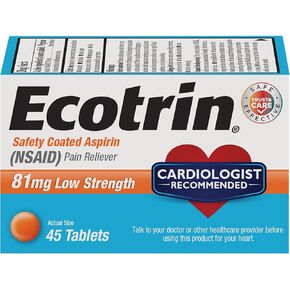 Ecotrin Low Strength Safety Coated Aspirin | NSAID | 81mg | 365 Tablets