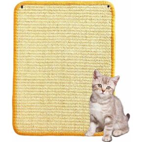 Premium Sisal Cat Scratching Mat with Velcro Tapes - Protect Couch & Carpets, Firm & Thick, Environmentally Safe - Great Gift for Cats (Oval)
