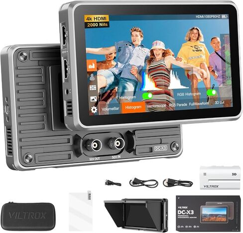 VILTROX DC-V1 شاشة 5.5 بوصة 4K شاشة لمس كاميرا فيديو HDMI داخل/خارج كاميرا مراقبة ميدانية مع بطارية DSLR مراقب لسوني كانون نيكون 400nits 3D LUT 160 درجة عرض واسع 1920X1080 HD in Saudi Arabia
