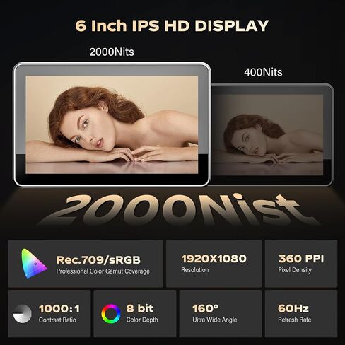 VILTROX DC-V1 شاشة 5.5 بوصة 4K شاشة لمس كاميرا فيديو HDMI داخل/خارج كاميرا مراقبة ميدانية مع بطارية DSLR مراقب لسوني كانون نيكون 400nits 3D LUT 160 درجة عرض واسع 1920X1080 HD in Saudi Arabia