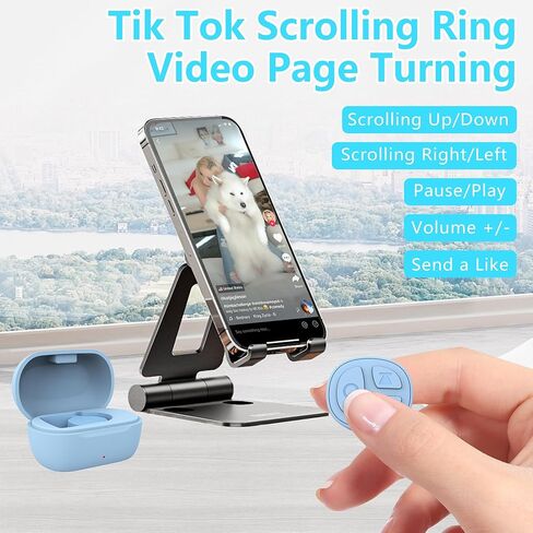 TikTok Scrolling Ring، كاميرا بلوتوث، جهاز التحكم عن بعد، مصراع التمرير، حلقة النقر التلقائي لحلقة التمرير Live TIK Tok لهاتف iPhone Android (أسود الجرافيت) in Saudi Arabia