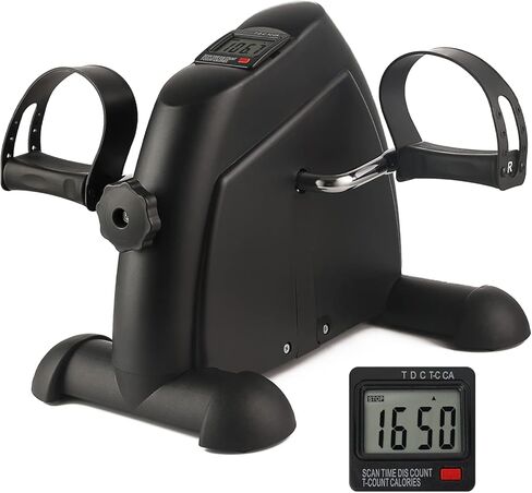 Under Desk Bike Pedal Exerciser for Seniors - Foldable Mini Exercise Bike Foot Pedal Exerciser with LCD Display, Peddler Exerciser for Legs and Arms Sitting Workout in Saudi Arabia