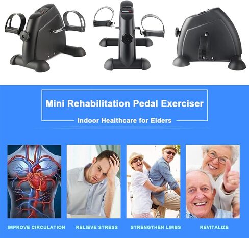 Under Desk Bike Pedal Exerciser for Seniors - Foldable Mini Exercise Bike Foot Pedal Exerciser with LCD Display, Peddler Exerciser for Legs and Arms Sitting Workout in Saudi Arabia