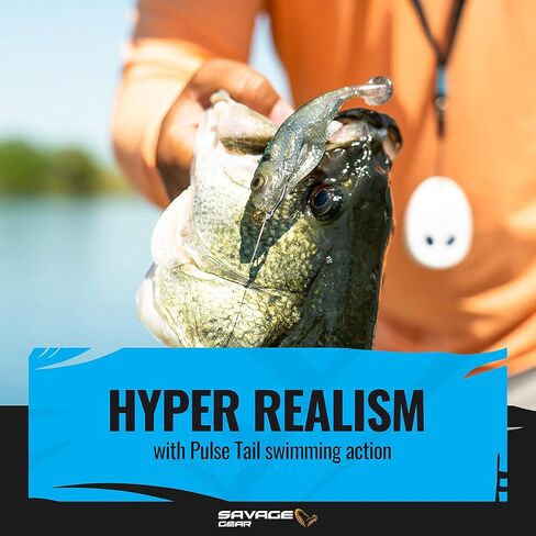 Savage Gear Pulse Tail Baitfish RTF Fishing Bait, 3/8 oz, White, Realistic Contours & Movement, Durable Construction, Heavy-Duty Fishing Hook, Built-in Rattle in Saudi Arabia
