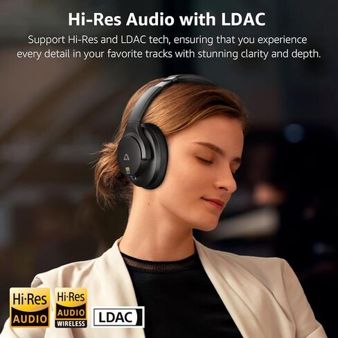 1Mii Hybrid Active Noise Cancelling Headphones for Airplane Travel, Wireless and Wired ANC Headphones, LDAC Hi-Res Audio, 5 Mics Clear Call, 75Hrs Playtime Over Ear Bluetooth 5.3 Headset for Adults in Kuwait