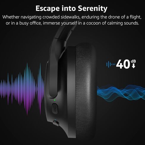 1Mii Hybrid Active Noise Cancelling Headphones for Airplane Travel, Wireless and Wired ANC Headphones, LDAC Hi-Res Audio, 5 Mics Clear Call, 75Hrs Playtime Over Ear Bluetooth 5.3 Headset for Adults in Kuwait