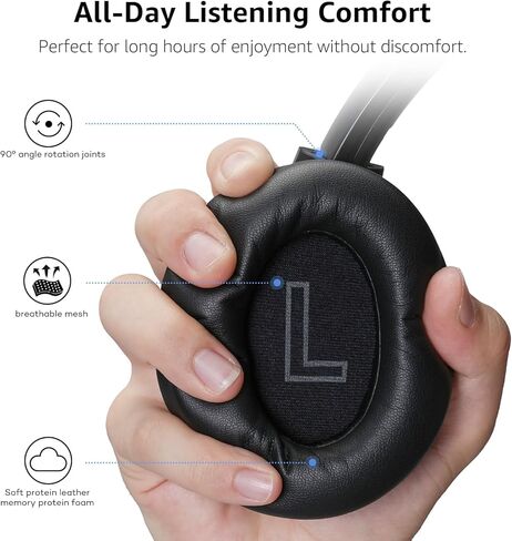 1Mii Hybrid Active Noise Cancelling Headphones for Airplane Travel, Wireless and Wired ANC Headphones, LDAC Hi-Res Audio, 5 Mics Clear Call, 75Hrs Playtime Over Ear Bluetooth 5.3 Headset for Adults in Kuwait