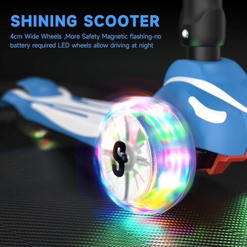 Sejoy Toddler Kick Scooter for Kids with 3 Wheels Extra-Wide Childrens Foldable Toy Scooter with Adjustable Height/Handlebars & Folding Seat for Kids Ages 3+(Blue) in Kuwait