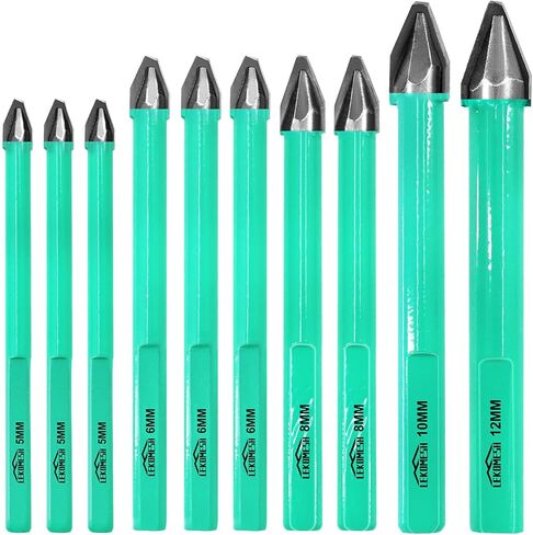Masonry Drill Bits Set - 10pcs 1/4"(6mm) Concrete Drill Bits Set Ceramic Drill Bit Carbide for for Wood, Plastic, Masonry, Ceramic Tile, Marble, Glass, Quick Change Hex Shank in Kuwait