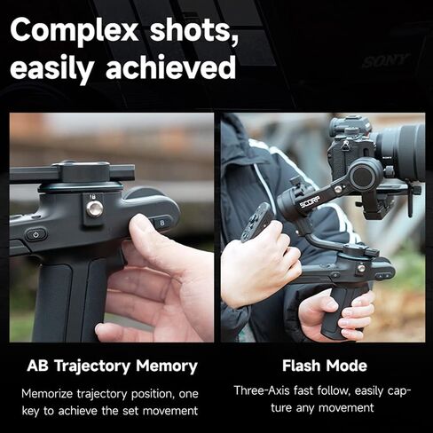 FeiyuTech SCORP Mini-2 3-Axis Mirrorrless Camera Gimbal Stabilizer، جهاز تعقب AI مدمج، إطلاق نار عمودي أصلي، التحكم في مصراع البلوتوث/الكابل، لـ Canon/Sony/Panasonic/Nikon/Fujifilm/Gopro/الهاتف المحمول in Saudi Arabia