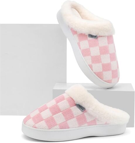 UBFEN Mens Womens Slippers Classic Plaid Winter Warm with Memory Foam Fluffy House Shoes Platform Indoor Bedroom in Saudi Arabia