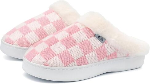 UBFEN Mens Womens Slippers Classic Plaid Winter Warm with Memory Foam Fluffy House Shoes Platform Indoor Bedroom in Saudi Arabia