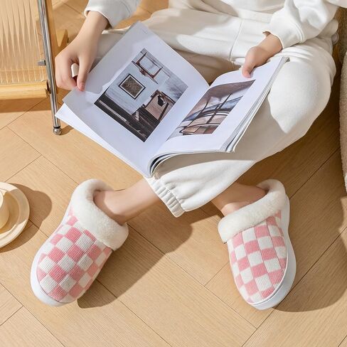 UBFEN Mens Womens Slippers Classic Plaid Winter Warm with Memory Foam Fluffy House Shoes Platform Indoor Bedroom in Saudi Arabia