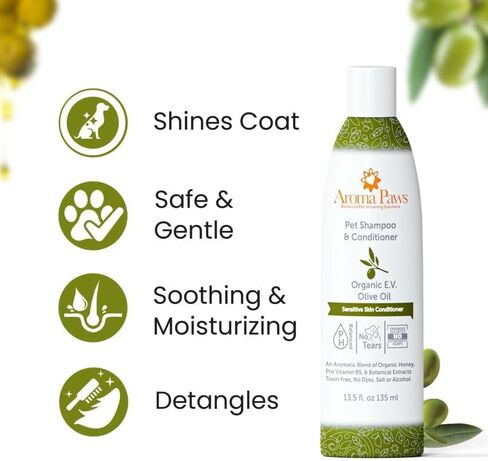 Aroma Paws Dog Shampoo and Conditioner - Tearless Shampoo for Cleansing, Grooming, and Conditioning - Hot Spot Treatment Shampoo for Dogs and Puppies - Lavender and Neem 13.5 oz in Saudi Arabia