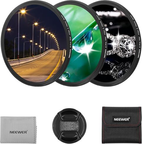 NEEWER 3PCS 72mm Star Filters, Adjustable Cross Screen Star Effect Filter (4, 6, 8 Points) with Ultra Slim Aluminum Alloy Frame, HD No Dark Corners with Double Sided Nano Coatings in Saudi Arabia
