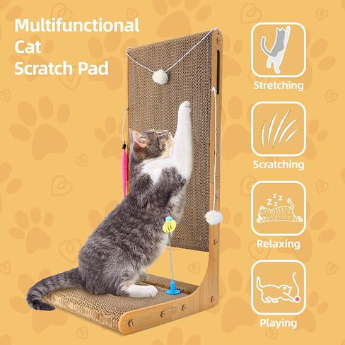 X-Large Cat Scratch Box, Cardboard Cat Scratcher Bed with 4 Pcs Refillable Scratch Pad for Indoor Cats and Kitten in Saudi Arabia