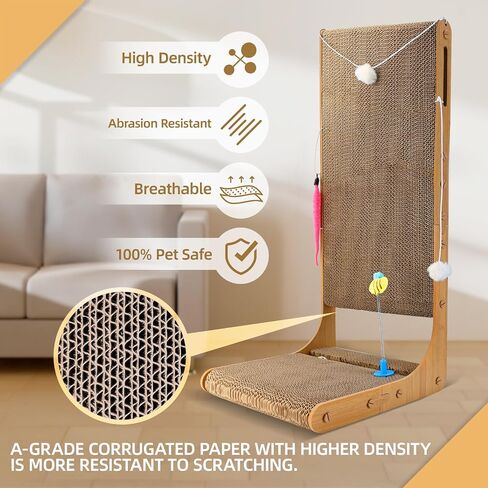 X-Large Cat Scratch Box, Cardboard Cat Scratcher Bed with 4 Pcs Refillable Scratch Pad for Indoor Cats and Kitten in Saudi Arabia