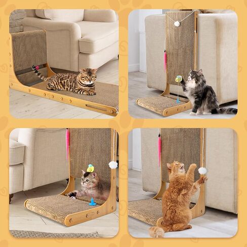 X-Large Cat Scratch Box, Cardboard Cat Scratcher Bed with 4 Pcs Refillable Scratch Pad for Indoor Cats and Kitten in Saudi Arabia